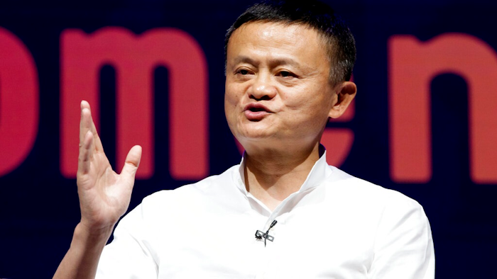 In this Oct. 12, 2018, file photo, Chairman of Alibaba Group Jack Ma speaks during a seminar in Bali, Indonesia. China’s highest-profile entrepreneur, e-commerce billionaire Jack Ma, appeared Wednesday, Jan. 20, 2021, in a video posted online, ending a 2 1/2-month disappearance from public view that prompted speculation about his status and his business empire’s future. In the 50-second video, Ma congratulated teachers supported by his charitable foundation and made no mention of his absence from public view and scrutiny of his Alibaba Group and Ant Group by regulators.