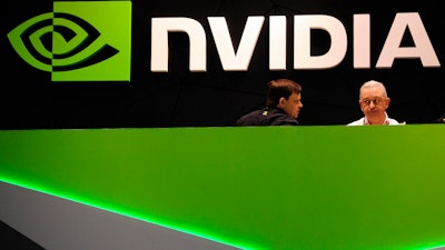 Nvidia booth at the Mobile World Congress trade show in Barcelona, Feb. 27, 2014.