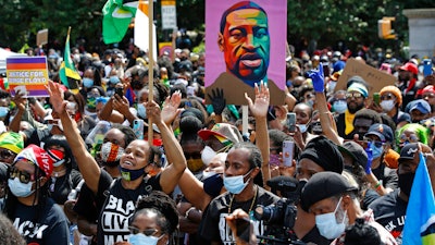 A Caribbean-led Black Lives Matter rally at Brooklyn's Grand Army Plaza, New York, June 14, 2020.
