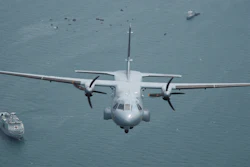 Indonesian Navy's aircraft flies as the search for the wreckage of a crashed Sriwijaya Air passenger jet continues.