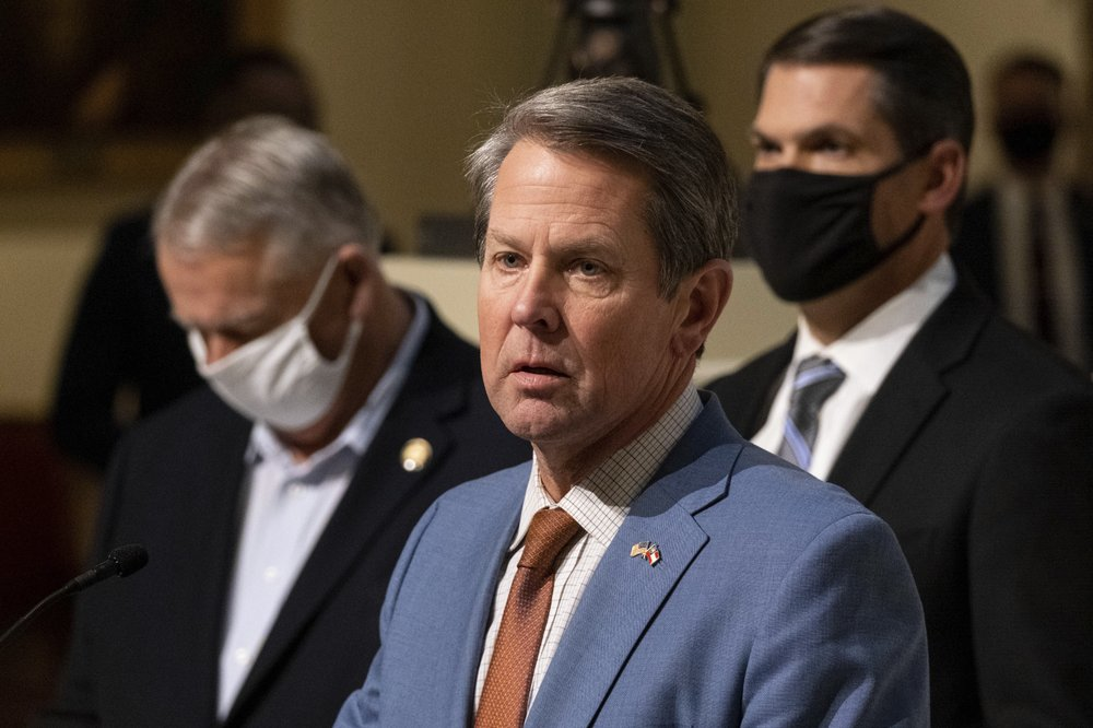 Georgia Gov. Brian Kemp at a press conference in Atlanta, Jan. 6, 2021.