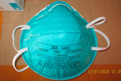 This December 2020 image provided by U.S. Immigration and Customs Enforcement (ICE) shows a counterfeit N95 surgical mask that was seized by ICE and U.S. Customs and Border Protection.