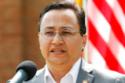 In this Aug. 22, 2019 file photo, Cherokee Nation Principal Chief Chuck Hoskin Jr., speaks during a news conference in Tahlequah, Okla. The chief of the Cherokee Nation says it's time for auto maker Jeep to stop using the tribe's name on its Cherokee and Grand Cherokee models. Chief Chuck Hoskin Jr. said in a statement he believes corporations and team sports should stop using Native American names, images and mascots on their teams and products.