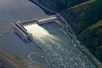 In this May 15, 2019, file photo, the Lower Granite Dam on the Snake River is seen from the air near Colfax, Wash. A Republican congressman has proposed removing four hydroelectric dams in the Northwest, including the Lower Granite Dam, as part of a sweeping plan to save salmon populations and provide aid to farmers and others.