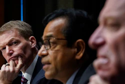 FireEye CEO Kevin Mandia, SolarWinds CEO Sudhakar Ramakrishna and Microsoft President Brad Smith testify during a Senate Intelligence Committee hearing on Capitol Hill on Tuesday, Feb. 23, 2021 in Washington.