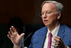 Dr. Eric E. Schmidt, co-founder of Schmidt Futures, speaks on Capitol Hill in Washington, Tuesday, Feb. 23, 2021, during a hearing on emerging technologies and their impact on national security.
