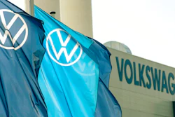 In this file photo dated Thursday, April 23, 2020, company logo flags wave in front of a Volkswagen factory building in Zwickau, Germany. Volkswagen will present its final financial statements for the 2020 financial year, on Tuesday March 16, 2021.