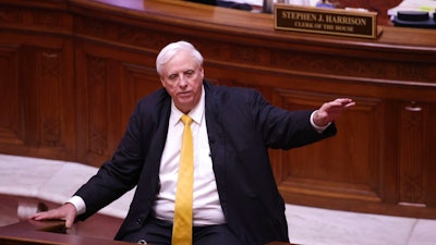 West Virginia Governor Jim Justice speaks during the State of the State Address in the House Chambers of the West Virginia State Capitol Building in Charleston, W.Va., on Wednesday, Feb. 10, 2021.