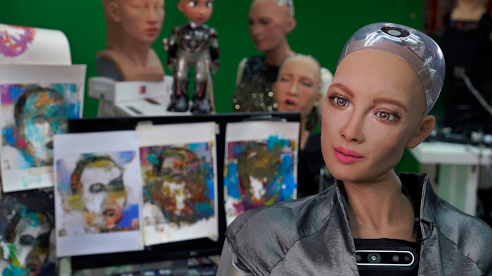 Sophia at Hanson Robotics studio in Hong Kong, March 29, 2021.