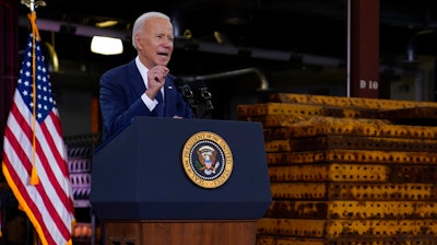 President Joe Biden delivers a speech on infrastructure spending at Carpenters Pittsburgh Training Center, Pittsburgh, March 31, 2021.