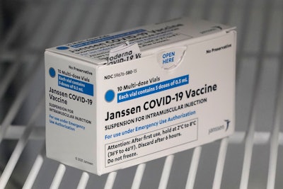 In this file photo, a box of the Johnson & Johnson COVID-19 vaccine is shown in a refrigerator at a clinic in Washington state.