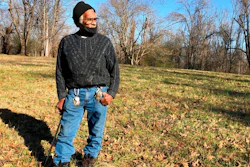 In this Jan. 28, 2021, file photo, Clyde Robinson, 80, speaks with a reporter while standing on his acre-sized parcel of land, in Memphis, Tenn. Robinson is fighting an effort by two companies seeking a piece of his land to build part of an oil pipeline that would run through the Memphis area into north Mississippi. City council members in Memphis, Tenn., are considering a law that could make it more difficult for a company to build an oil pipeline over an aquifer that provides clean drinking water to 1 million people.