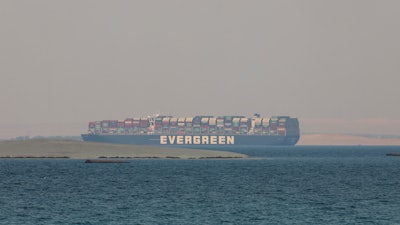 Ever Given, a Panama-flagged cargo ship, is seen in Egypt's Great Bitter Lake.