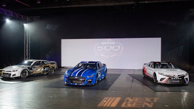 NASCAR unveils the Next Gen Cup cars for the 2022 season during the NASCAR media event in Charlotte, N.C., Wednesday, May 5, 2021.