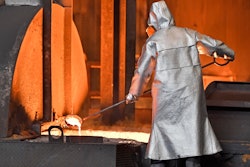 A worker controls iron at the Thyssenkrupp steel factory in Duisburg, Germany, April 27, 2018.