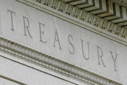 This May 4, 2021 photo shows the Treasury Building in Washington.