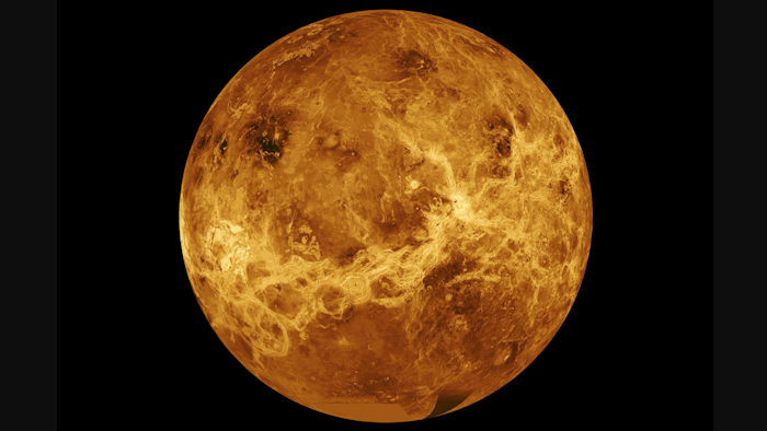 Image of the planet Venus made with data from the Magellan spacecraft and Pioneer Venus Orbiter.