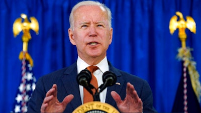 President Joe Biden talks about the May jobs report from the Rehoboth Beach Convention Center in Rehoboth Beach, Del. on June 4.