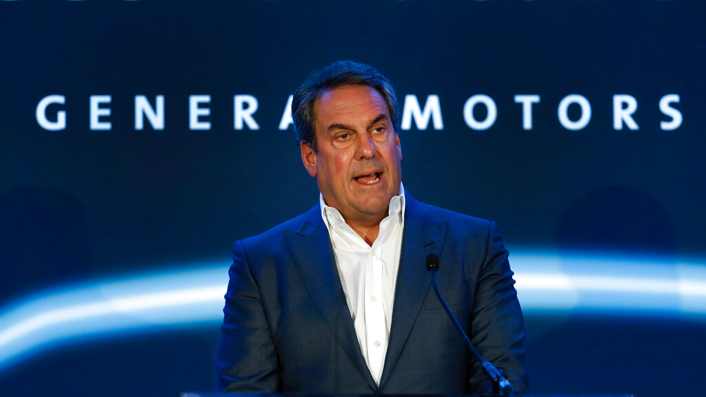 Mark Reuss, president of General Motors, speaks at the GM Detroit-Hamtramck Assembly plant in Hamtramck, Mich., Jan. 27, 2020.