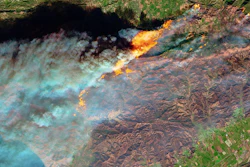 Satellites can quickly detect and monitor wildfires from space, like this 2017 fire that encroached on Ventura, California.