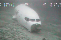 The jet cabin from Transair Flight 810 rests on the Pacific Ocean floor off the coast of Honolulu, July 8, 2021.