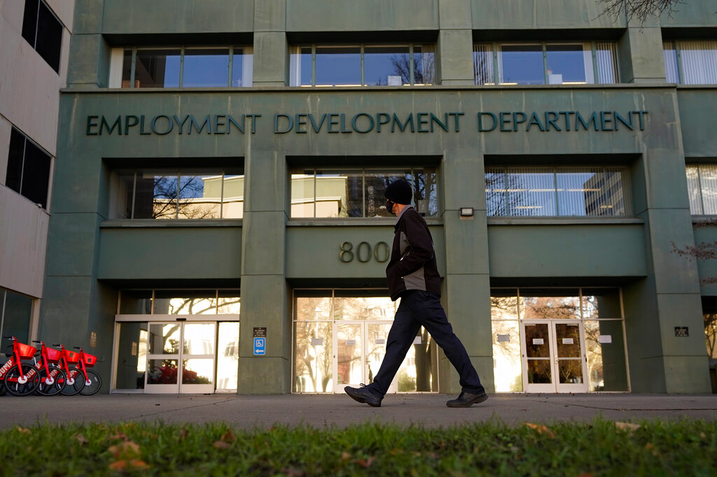 The California Employment Development Department in Sacramento, Dec. 18, 2020.