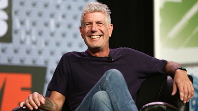 In this Sunday, March 13, 2016, file photo Anthony Bourdain speaks during South By Southwest at the Austin Convention Center, in Austin, Texas.