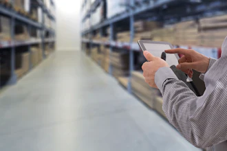 Businessman Stock Room Tablet 000063269441 Large
