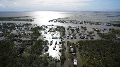 Homes are flooded in the aftermath of Hurricane Ida on Aug. 30 in Lafitte, LA.
