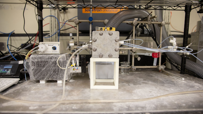 An experimental reactor uses graphene quantum dots as a catalyst to convert carbon dioxide into methane.