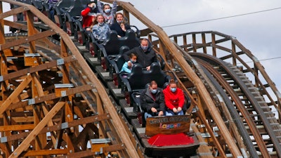 Roller coaster at Lagoon Amusement Park in Farmington, Utah, May 23, 2020.