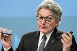 European Commissioner for Internal Market Thierry Breton during a media conference at EU headquarters in Brussels, Sept. 23, 2021.