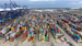 Thousands of shipping containers at the Port of Felixstowe, south east England on Oct. 13.