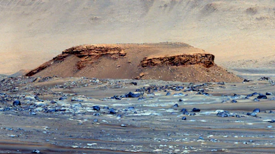 This structure of boulders and sediment shows the geological history of the delta.
