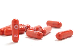 This undated image provided by Merck & Co. shows their new antiviral medication. The drugmaker has said its experimental pill for people sick with COVID-19 reduced hospitalizations and deaths.