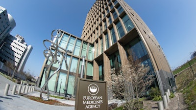 This file Tuesday, April 20, 2021 file photo shows an exterior view of the European Medicines Agency, EMA, in Amsterdam, Netherlands. The European Medicines Agency said on Tuesday, Oct. 4 the booster doses “may be considered at least 6 months after the second dose for people aged 18 years and older.”