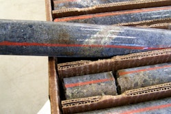 In this Oct. 4, 2011, file photo, a core sample drilled from underground rock near Ely, Minn., shows a band of shiny minerals containing copper, nickel and precious metals, center, that Twin Metals Minnesota LLC, hopes to mine near the Boundary Waters Canoe Area Wilderness in northeastern Minnesota. The Biden administration ordered a study Wednesday, Oct. 20,2021, that could lead to a 20-year ban on mining upstream from the wilderness.