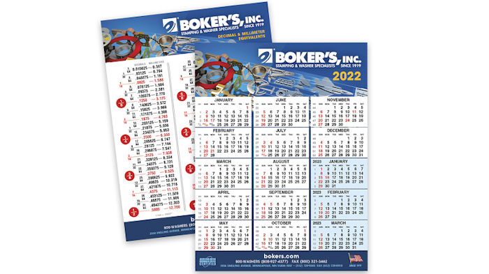 2022 Calendar Scheduling Tool From: Bokers Inc. | Manufacturing.net