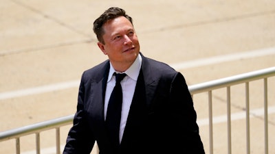 CEO Elon Musk departs from the justice center in Wilmington, Del., July 13, 2021.