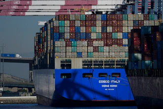 A container ship is docked at the Port of Long Beach in Long Beach in CA on Oct. 1, 2021.