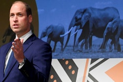 Britain's Prince William delivers a speech at the Tusk Conservation Awards in London, Nov. 22, 2021.