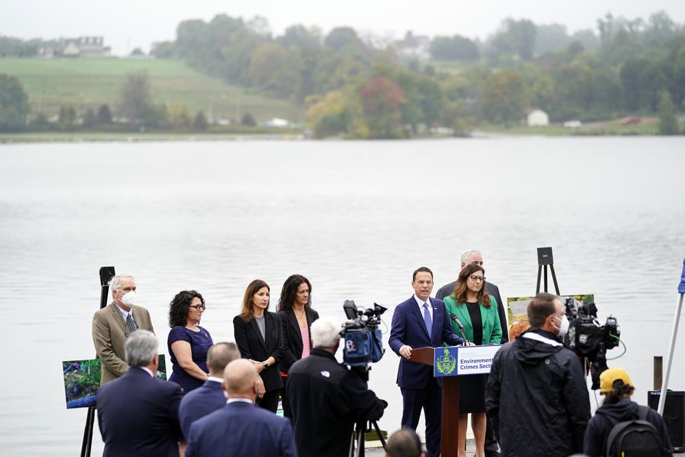 Pennsylvania Attorney General Josh Shapiro during a news conference at Marsh Creek State Park, Downingtown, Pa., Oct. 5, 2021.