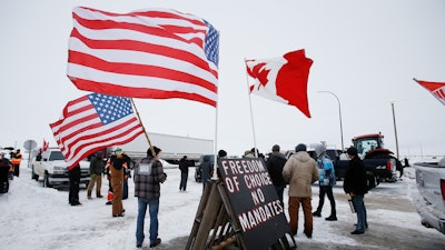 The blockade was set up to rally against provincial and federal COVID-19 vaccine mandates and in support of Ottawa protestors.