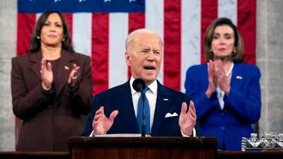 President Joe Biden delivers his State of the Union address to a joint session of Congress at the Capitol on March 1, 2022, in Washington.