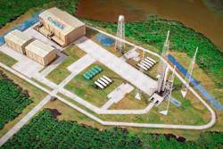Artist's sketch of the launch pad complex of the proposed Spaceport Camden, Camden County, Ga.