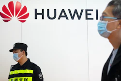 Huawei booth at the PT Expo in Beijing, Sept. 28, 2021.