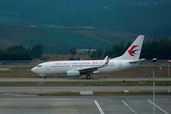 A China Eastern Airlines plane taxis on a runway at Kunming Changshui International Airport, Kunming, China, March 22, 2022.