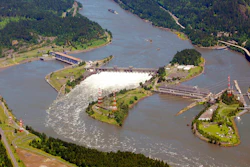 This June 3, 2011 photo, shows Bonneville Dam near Cascade Locks, Ore. The U.S. Environmental Protection Agency on Thursday, March 17, 2022, added Bradford Island, which is next to the dam, and surrounding waters of the Columbia River to its Superfund list of toxic waste sites. The U.S. Army Corps of Engineers for years dumped toxic waste on the island.