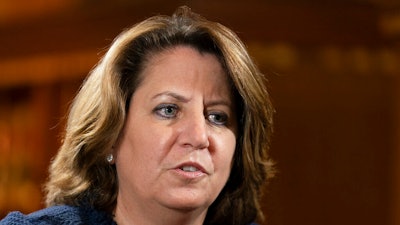 Deputy Attorney General Lisa Monaco speaks to The Associated Press during an interview at the Department of Justice in Washington, Nov. 2, 2021. The Justice Department says four Russian government officials have been charged in hacks that targeted the global energy industry and thousands of computers around the world between 2012 and 2018. “Russian state-sponsored hackers pose a serious and persistent threat to critical infrastructure both in the United States and around the world,” Monaco said in a statement.