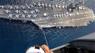 Dropping in on aircraft carrier